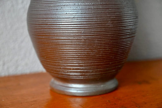 Large Brutalist Striated Sandstone Vase by Jean Dubost, Noron La Poterie, 1970s