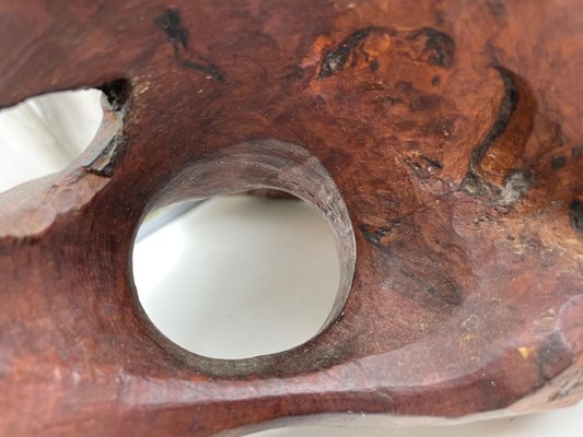 Large Brutalist Wood Bowl in Brown Patina, France, 1960s-UR-1315554