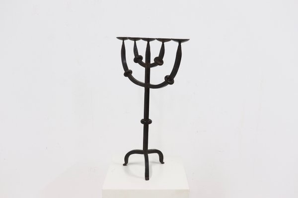 Large Brutalist Wrought Iron 5 Arm Candleholder, 1950s-VV-2033168