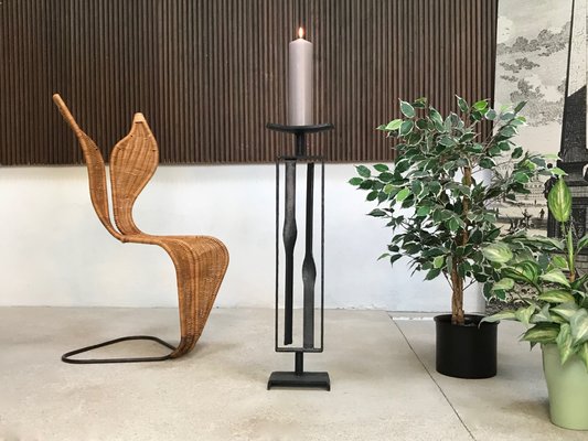 Large Brutalist Wrought Iron Candleholder, 1960s-JP-706721