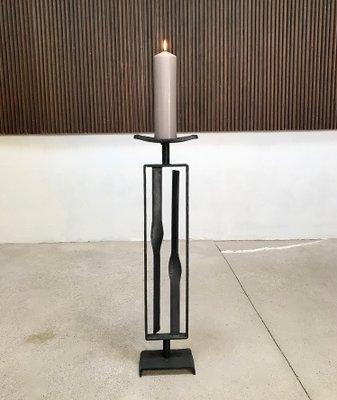 Large Brutalist Wrought Iron Candleholder, 1960s-JP-706721