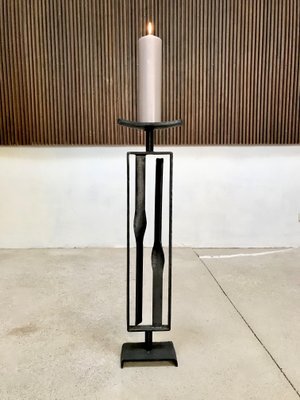 Large Brutalist Wrought Iron Candleholder, 1960s-JP-706721