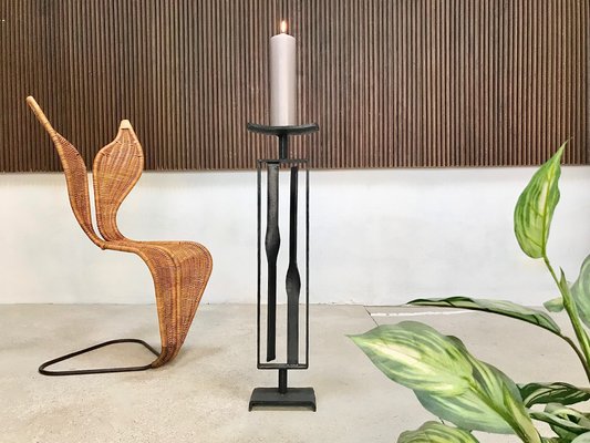 Large Brutalist Wrought Iron Candleholder, 1960s-JP-706721