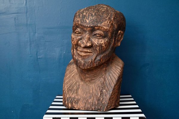 Large Bust of Man, 1960s, Wood-AIU-1794835