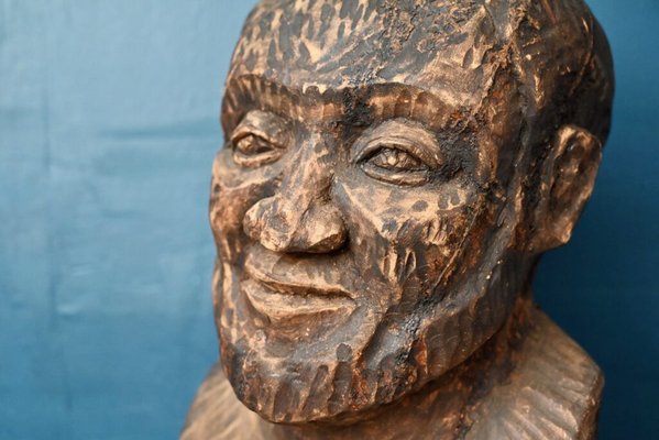 Large Bust of Man, 1960s, Wood-AIU-1794835