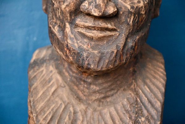 Large Bust of Man, 1960s, Wood-AIU-1794835