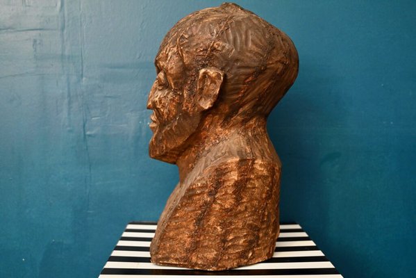 Large Bust of Man, 1960s, Wood-AIU-1794835