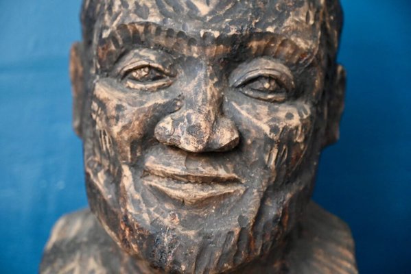 Large Bust of Man, 1960s, Wood-AIU-1794835