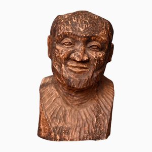 Large Bust of Man, 1960s, Wood-AIU-1794835