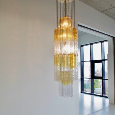 Large Calza Glass Chandelier from Venini, Italy, 1960s-INL-1174544