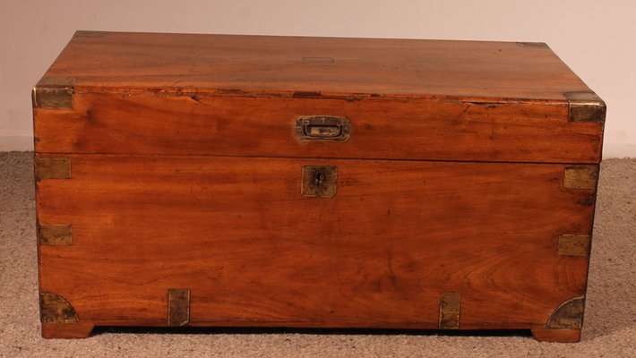 Large Campaign Chest in Camphor Wood, 19th Century-HPU-1765833