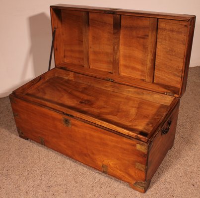 Large Campaign Chest in Camphor Wood, 19th Century-HPU-1765833