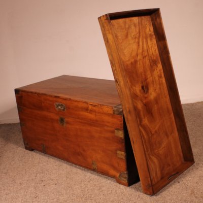 Large Campaign Chest in Camphor Wood, 19th Century-HPU-1765833