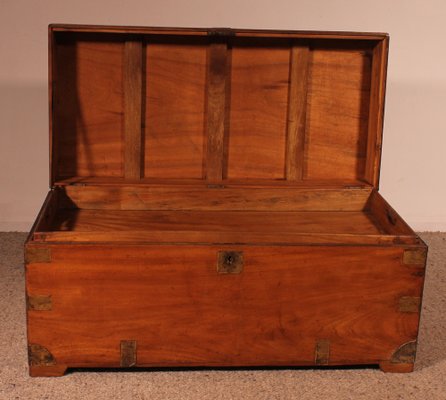 Large Campaign Chest in Camphor Wood, 19th Century-HPU-1765833