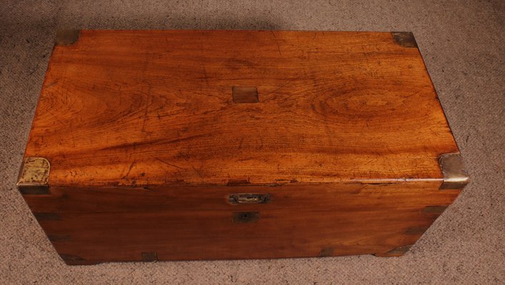 Large Campaign Chest in Camphor Wood, 19th Century-HPU-1765833