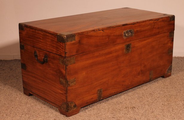 Large Campaign Chest in Camphor Wood, 19th Century-HPU-1765833