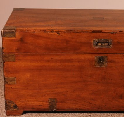 Large Campaign Chest in Camphor Wood, 19th Century-HPU-1765833