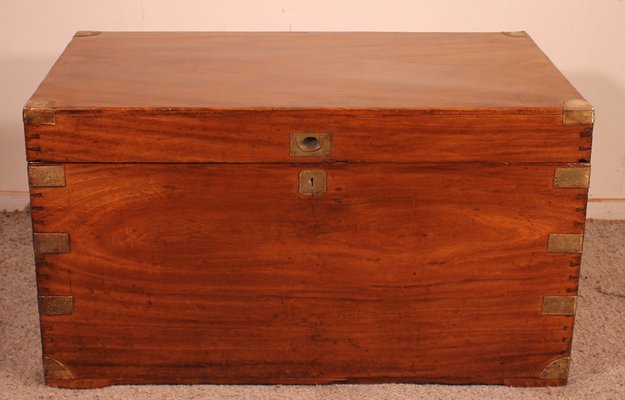 Large Camphor Wood Marine Campaign Chest, 1800s-HPU-1340624