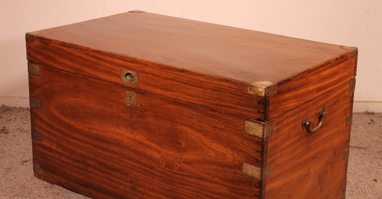 Large Camphor Wood Marine Campaign Chest, 1800s-HPU-1340624