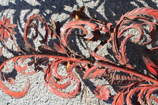 Large Candle Sconce in Hand Forged Metal and Red Lacquer, Italy, 1930s-EH-1150946