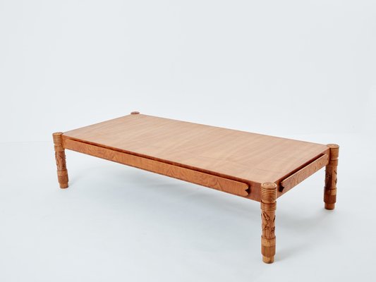 Large Carved Ashwood Coffee Table by Pier Luigi Colli, 1950-YJA-1787840