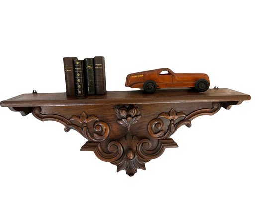 Large Carved Oak Wall Shelf-EUT-2018158