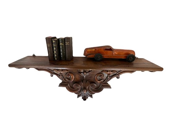 Large Carved Oak Wall Shelf-EUT-2018158