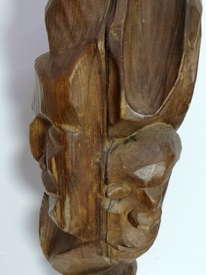 Large Carved Totem, 1970s, Wood Sculpture on Steel Base-UWE-1180494