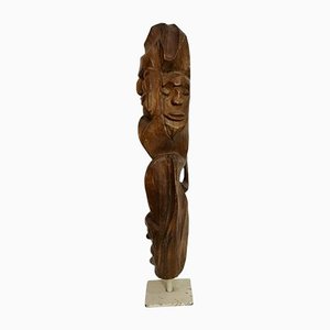 Large Carved Totem, 1970s, Wood Sculpture on Steel Base-UWE-1180494