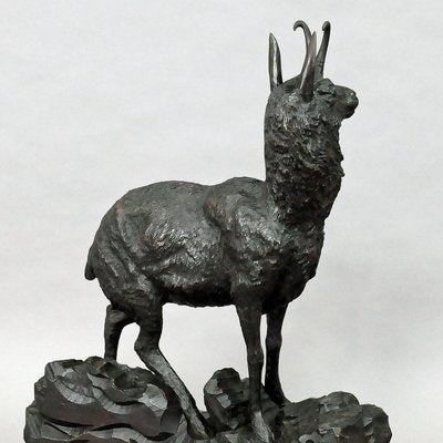 Large Carved Wood Chamois Sculpture, 1900s-KJP-1149373