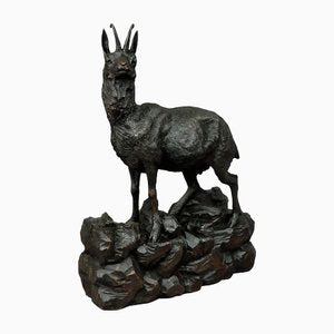 Large Carved Wood Chamois Sculpture, 1900s-KJP-1149373