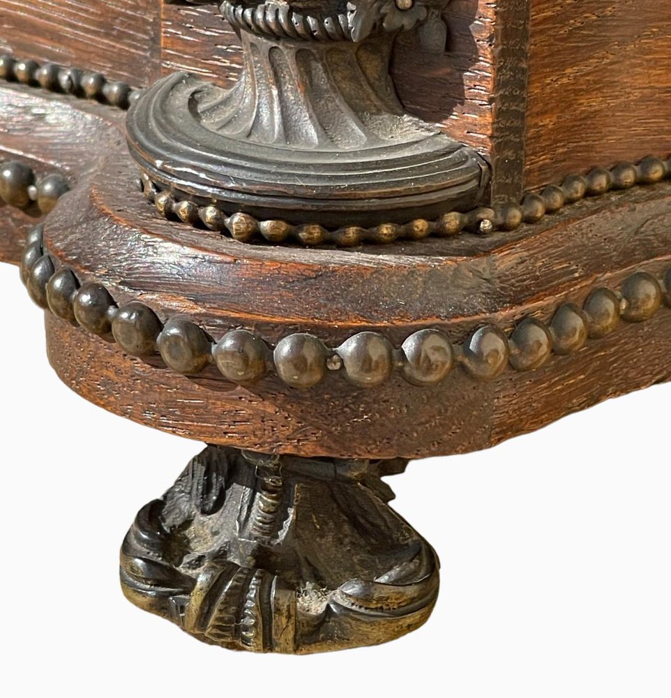 Large Carved Wooden Box with Bronze Garlands from Maison Tahan