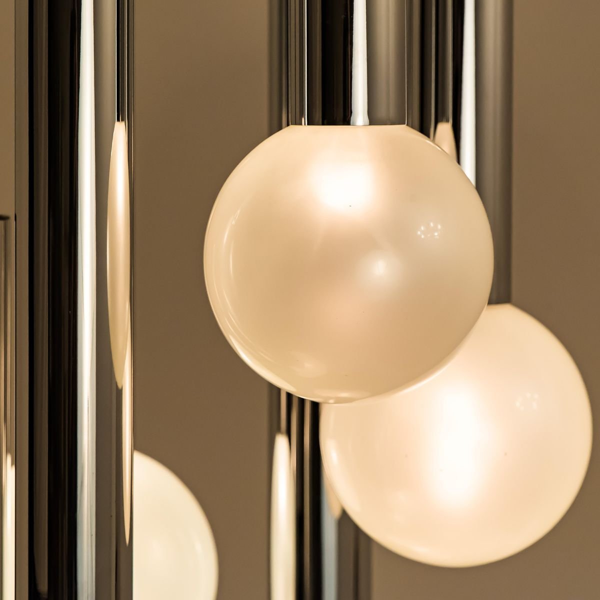 Large Cascade Light with Blown Opaline Glass Balls by Motoko Ishii for Staff, 1970s