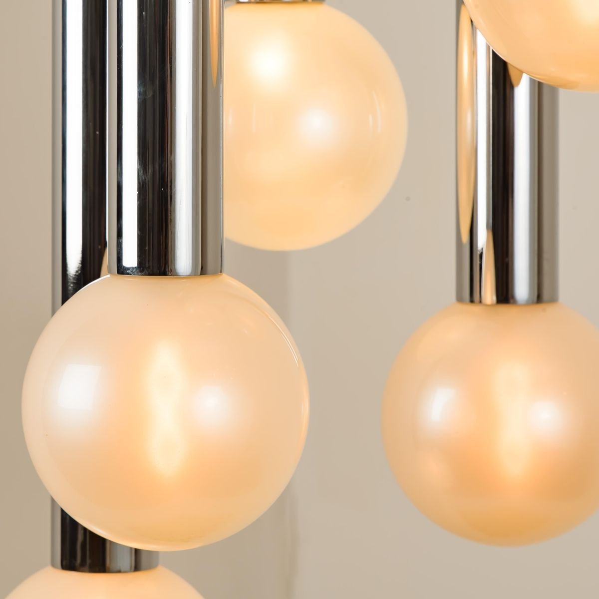 Large Cascade Light with Blown Opaline Glass Balls by Motoko Ishii for Staff, 1970s