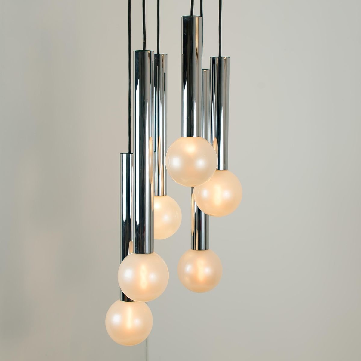 Large Cascade Light with Blown Opaline Glass Balls by Motoko Ishii for Staff, 1970s