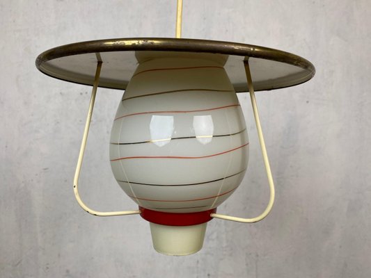 Large Ceiling Lamp with Glass Shade, 1950s-GPQ-1808334