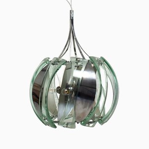 Large Ceiling Lamp with Heavy Glass Elements in the style of Fontana Arte, 1970s-LPM-1762397