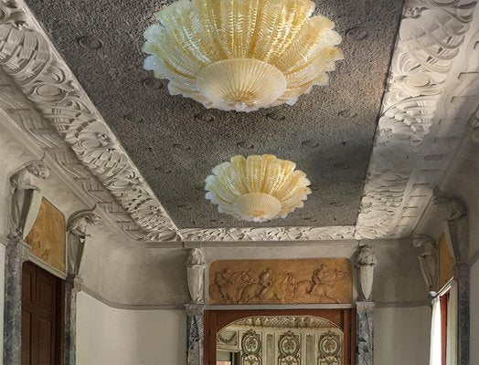 Large Ceiling Leaves Pendants in the style of Barovier & Toso, 1980s, Set of 2-OVO-1235265