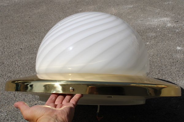 Large Ceiling Light in Brass and Murano Glass from Veart, 1950s or 1960s-EH-1389351