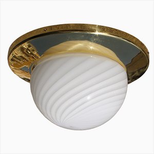 Large Ceiling Light in Brass and Murano Glass from Veart, 1950s or 1960s-EH-1389351