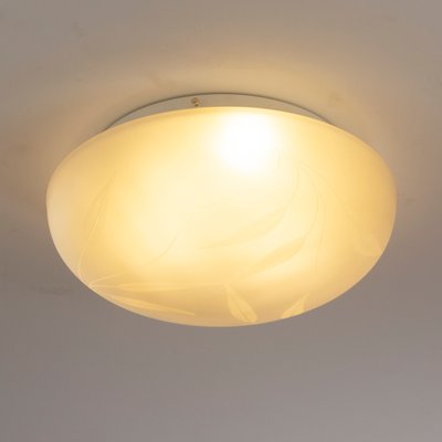 Large Ceiling Light in Satin White Murano Glass with Satin Leaves Decoration, 1980s-MPO-1424765