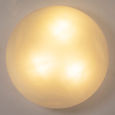 Large Ceiling Light in Satin White Murano Glass with Satin Leaves Decoration, 1980s-MPO-1424765