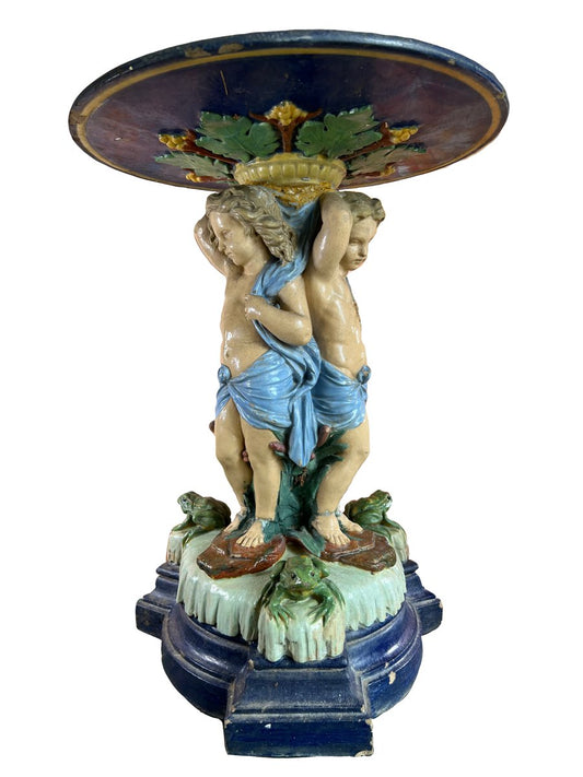 Large Centerpiece with Putti and Frog, 19th Century