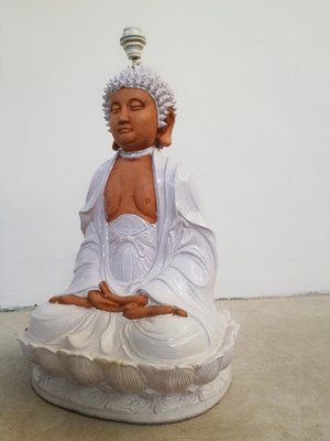 Large Ceramic Buddha Sculpture Lamp, 1970s-UIW-1253929