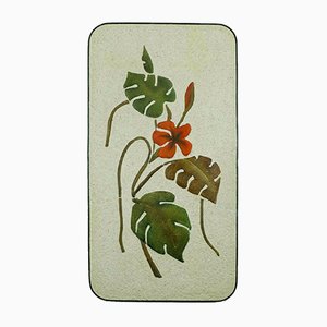 Large Ceramic Plaster Wall Plaque with Floral Design & Iron Rim from Krösselbach, 1950s-FH-909050