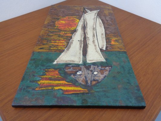 Large Ceramic Plate with Sailing Boat from Ruscha, 1970s-RDW-1245686