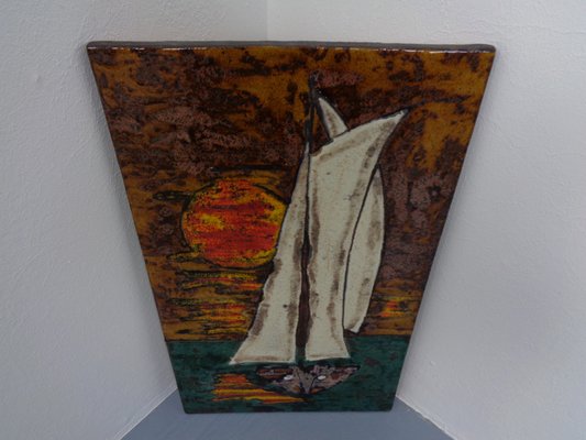 Large Ceramic Plate with Sailing Boat from Ruscha, 1970s-RDW-1245686