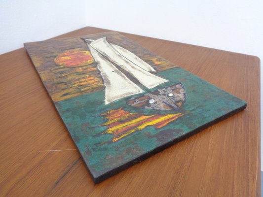 Large Ceramic Plate with Sailing Boat from Ruscha, 1970s-RDW-1245686