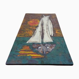 Large Ceramic Plate with Sailing Boat from Ruscha, 1970s-RDW-1245686