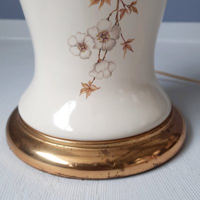 Large Ceramic Table Lamp with Cherry Blossem Motif, 1970s-SJU-1748709